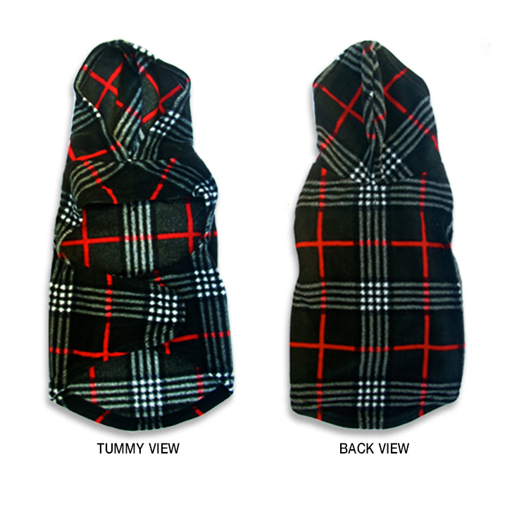 Black Plaid Fleece Pet Dog Hoodie