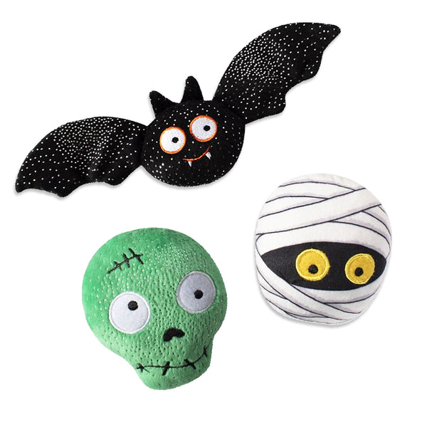 Halloween Trio Pet Dog Toys, Ghouls, Goblins & Bats