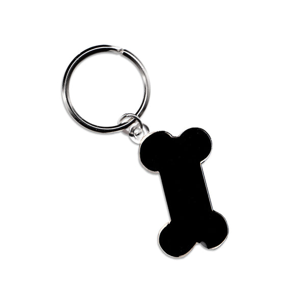 Black Enamel Dog Bone Key Chain Key Fob